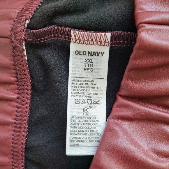 NWT Women's Old Navy Vegan Leather Leggings XXL Burgundy Skinny Pants Cosplay - Picture 4 of 9